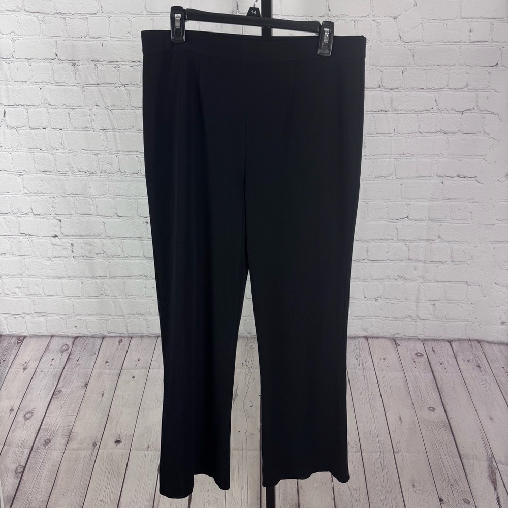Misook Black Sweater Knit Pull On Pants Size Petite Large